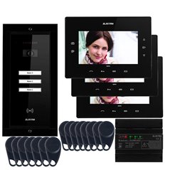 Videointerfon Electra Extra 7” pentru 3 familii montaj incastrat - negru