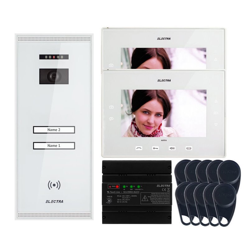 Videointerfon Electra Extra 7” pentru 2 familii montaj aparent - alb Videointerfon Electra Extra 7” pentru 2 familii montaj aparent - alb