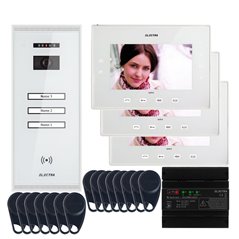 Videointerfon Electra Extra 7” pentru 3 familii montaj aparent - alb