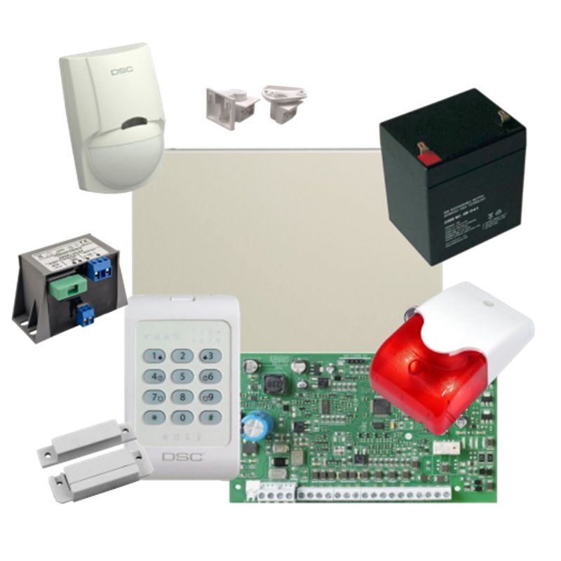 Kit alarma la efractie DSC cu sirena interioara KIT1404INT Kit alarma la efractie DSC cu sirena interioara KIT1404INT