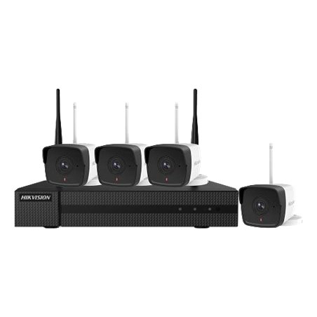 KIT WIFI 4 camere Bullet 2MP + NVR - HiWatch HWK-N4142B-MH-W