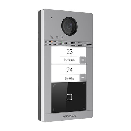 Panou exterior videointerfon TCP/IP pentru 2 familii, Wi-Fi 2.4GHz, control acces integrat - HIKVISION DS-KV8213-WME1