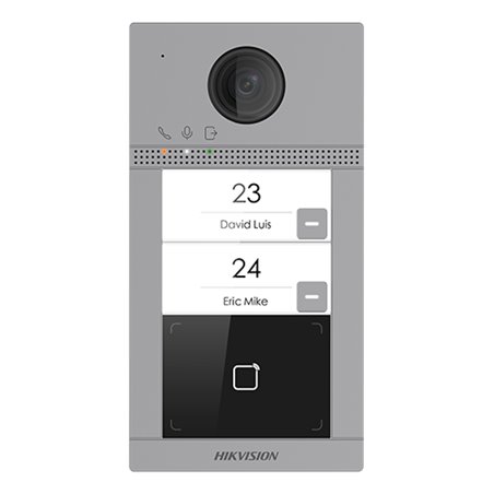 Panou exterior videointerfon TCP/IP pentru 2 familii, Wi-Fi 2.4GHz, control acces integrat - HIKVISION DS-KV8213-WME1