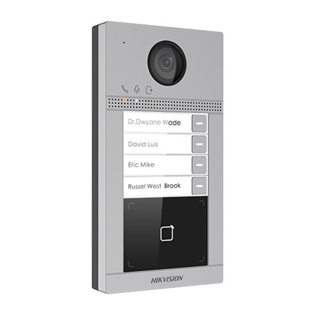 Panou exterior videointerfon TCP/IP pentru 4 familii, Wi-Fi 2.4GHz, control acces integrat - HIKVISION DS-KV8413-WME1