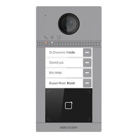 Panou exterior videointerfon TCP/IP pentru 4 familii, Wi-Fi 2.4GHz, control acces integrat - HIKVISION DS-KV8413-WME1
