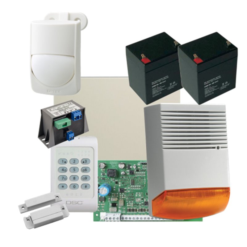 Kit alarma la efractie DSC cu sirena exterioara KIT1404EXT-BS1-OPT