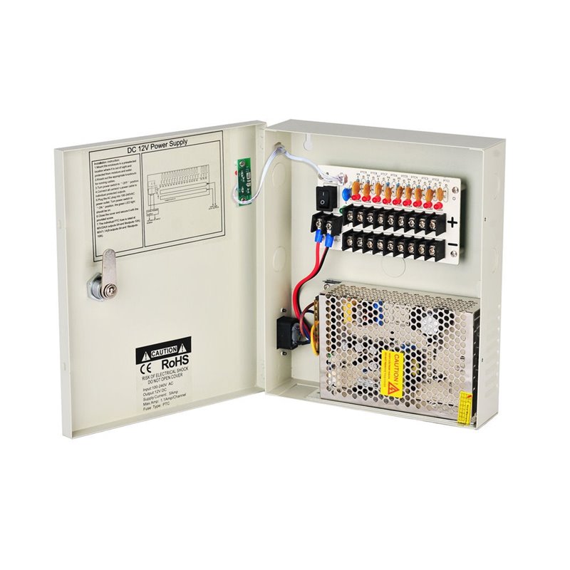 Sursa alimentare 12V / 10A cu 9 iesiri