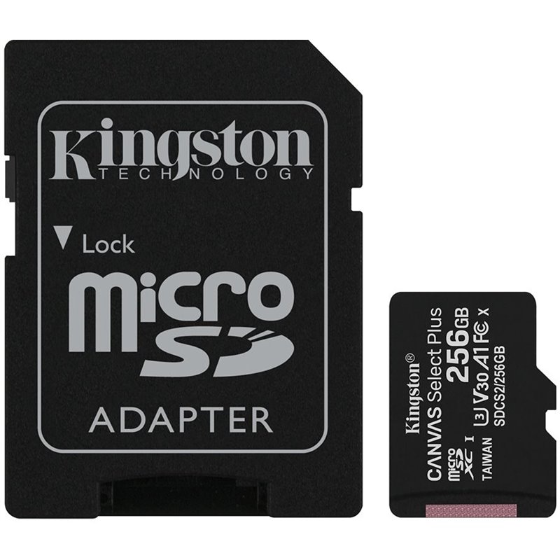 Kingston 256GB micSDXC Canvas Select Plus 100R A1 C10 Card + ADP EAN: 740617298710 Kingston 256GB micSDXC Canvas Select Plus 100R A1 C10 Card + ADP EAN: 740617298710