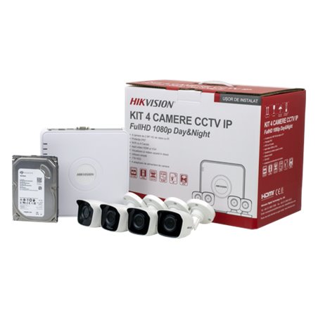 KIT 4 camere Bullet IP 2MP + NVR 4 canale, HDD 1TB - HIKVISION NK42N0H-1T(SG)