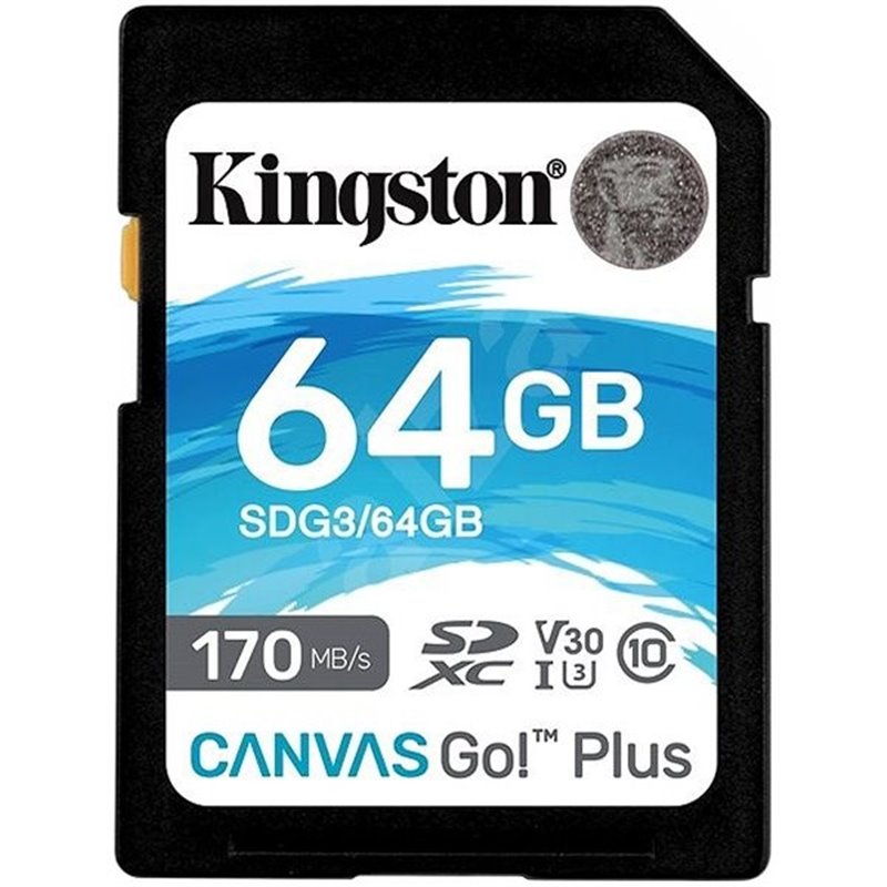 Kingston 64GB SDXC Canvas Go Plus 170R C10 UHS-I U3 V30 EAN: 740617301397 Kingston 64GB SDXC Canvas Go Plus 170R C10 UHS-I U3 V30 EAN: 740617301397
