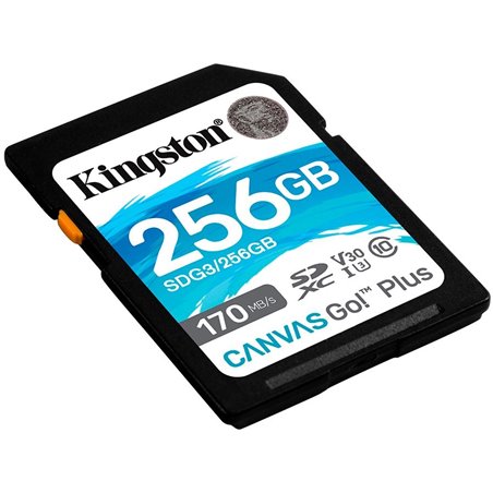 Kingston 256GB SDXC Canvas Go Plus 170R C10 UHS-I U3 V30 EAN: 740617301519