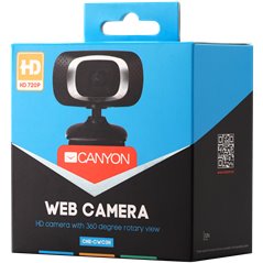 CANYON 720P HD webcam with USB2.0. connector, 360° rotary view scope, 1.0Mega pixels, Resolution 1280*720, viewing angle 60°, ca