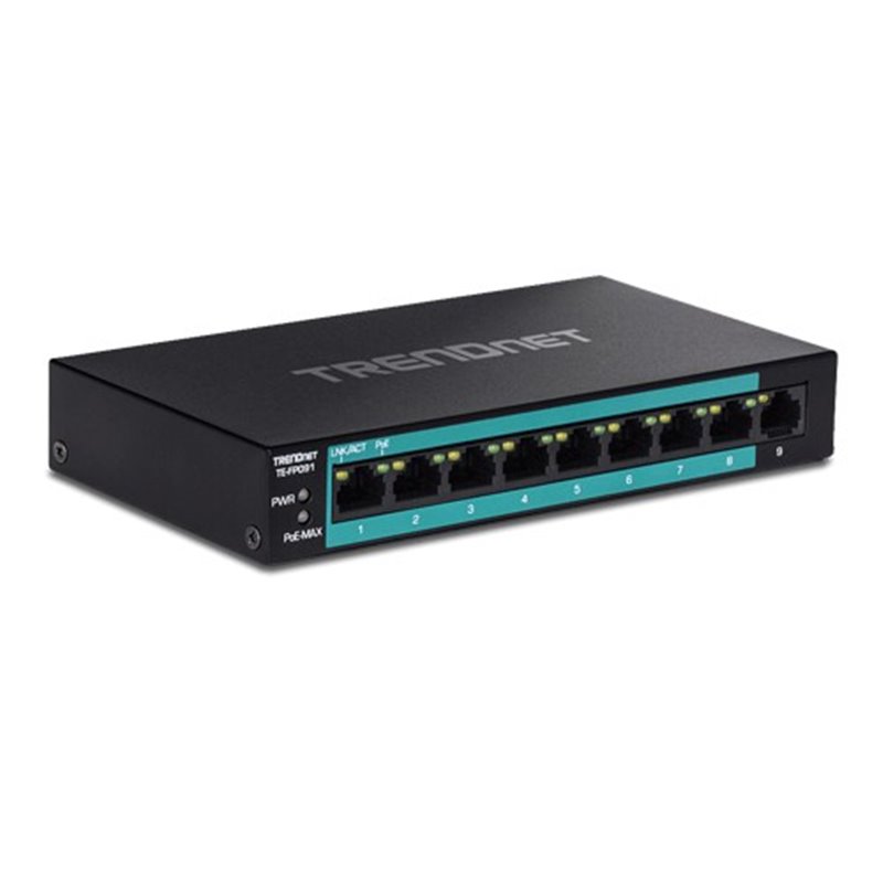 Switch 8 porturi Fast Ethernet Long Range 250m PoE+ 60W, 1 port Fast Ethernet - TRENDnet TE-FP091 Switch 8 porturi Fast Ethernet Long Range 250m PoE+ 60W, 1 port Fast Ethernet - TRENDnet TE-FP091
