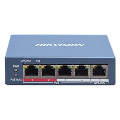 Switch 4 porturi PoE, 1 port uplink RJ45, SMART Management - HIKVISION DS-3E1105P-EI